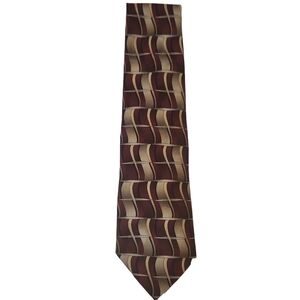 Stafford Men's Burgandy and Gold Silk Necktie
